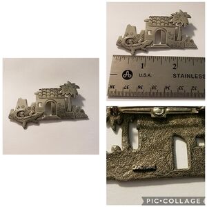 Vintage JJ Jonette Southwest Gecko Adobe Palm Tree Brooch